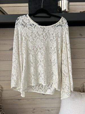 ARIAT Lace Blouse Sheer Bell Sleeves Large Western Beth Dutton Yellowstone