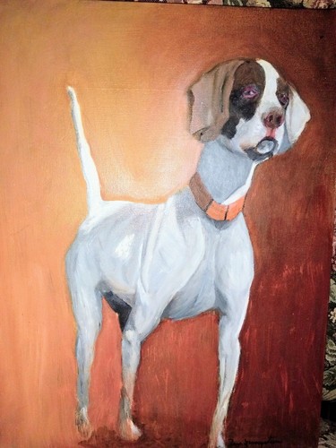 OIL PAINTING ON CANVAS,BREEZE, GREAT ENGLISH POINTER