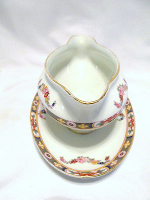 Royal Bayreuth Bavaria Rob83 Plated Gravy Boat Colorful Floral Swags & Gold Trim