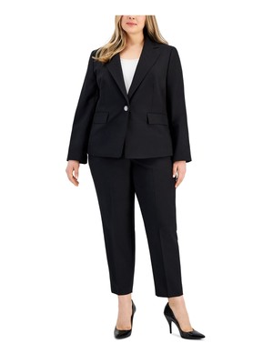 

LE SUIT WOMAN Женский черный пиджак на крючках и перекладине, брючный костюм с прямыми штанинами, плюс 22 Вт