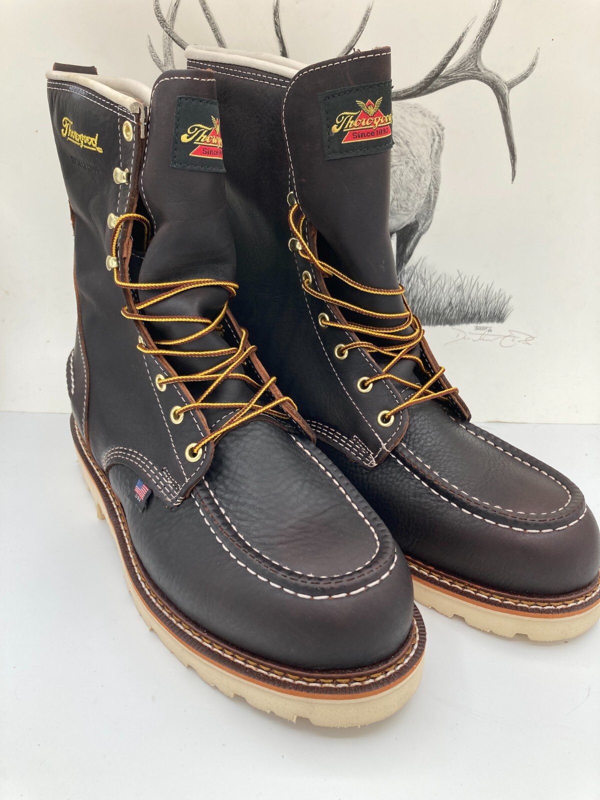 Pre-owned Thorogood Work Boot,  814-3800, 8” & Soft Toe Wedge, Waterproof, Made In Usa In Brown