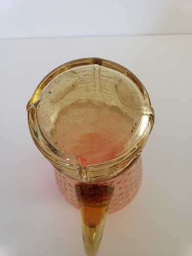 Vintage Amber Amberina Orange Art Glass Creamer Pitcher. Basket weave pattern.