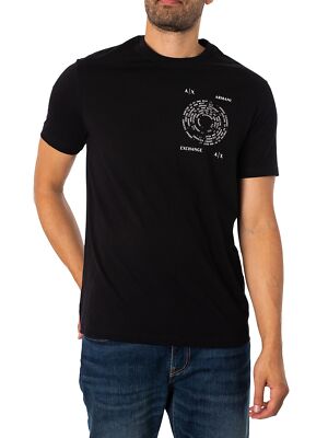 

Мужская футболка Armani Exchange Circle Logo Pima, черная, Черный, 6RZTAE-ZJA5Z-1200