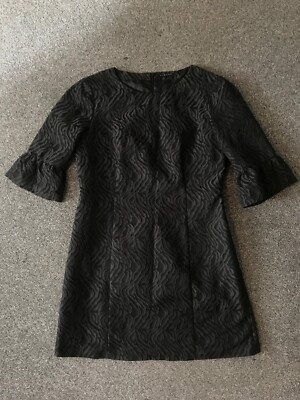 Sisley Dress Size Large Black Peplum Sheath Sleeve