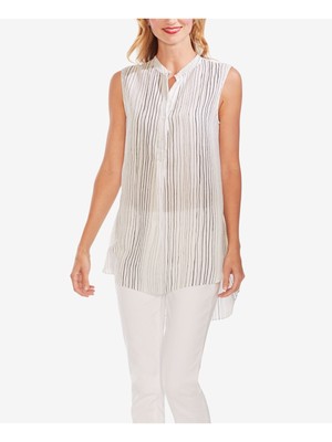 

VINCE CAMUTO Женский белый полосатый топ-туника без рукавов Henley