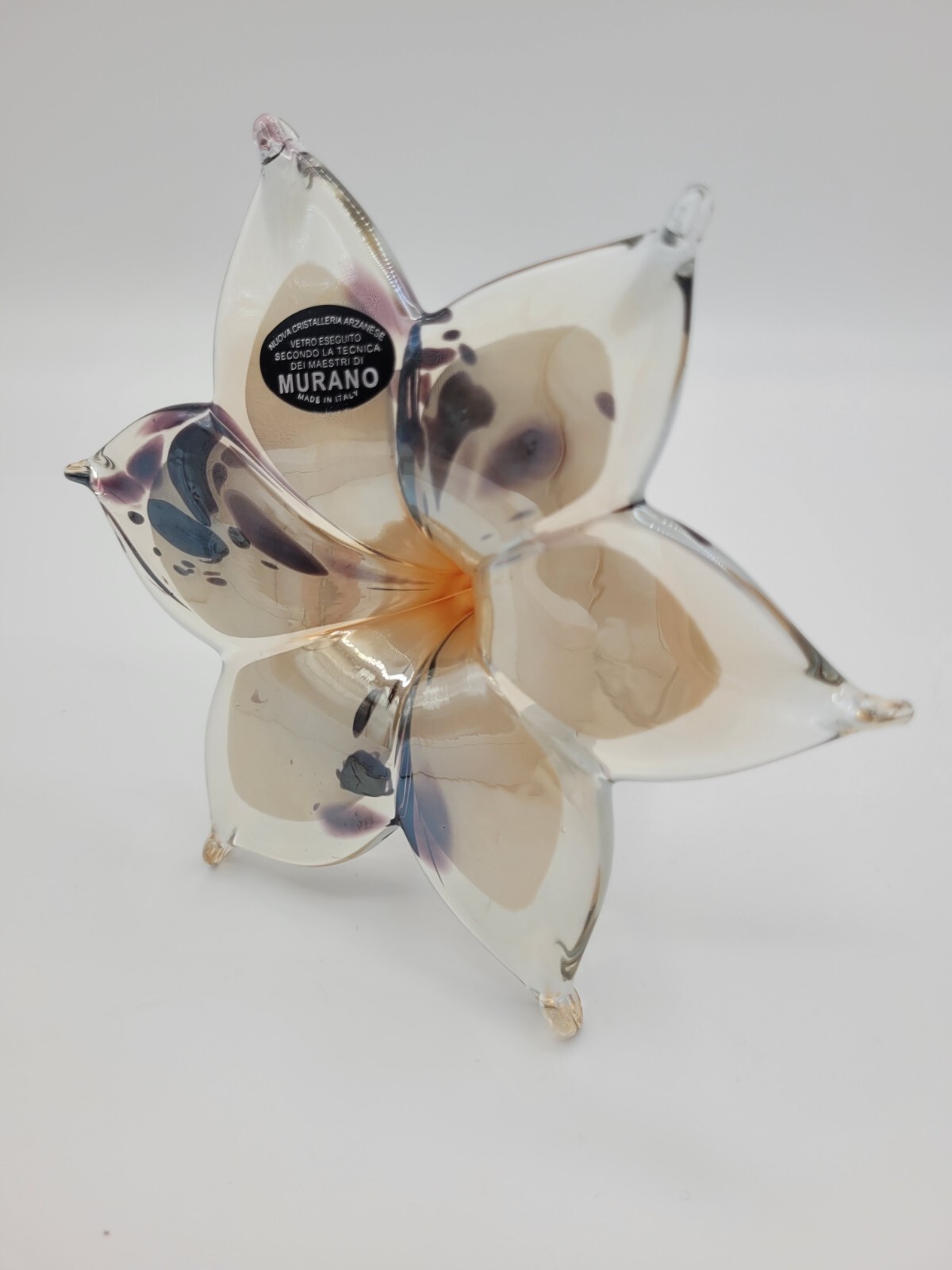 Nuova Cristalleria Arzanese Murano Style Handblown Glass Flower