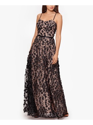 Женское бежевое вечернее платье с вырезом сердечком на бретельках XSCAPE 2