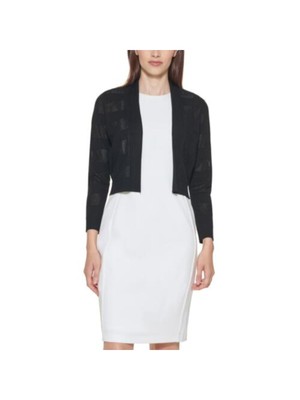 

CALVIN KLEIN Женский черный кардиган с открытыми плечами и сеткой в полоску с теневой полосой
