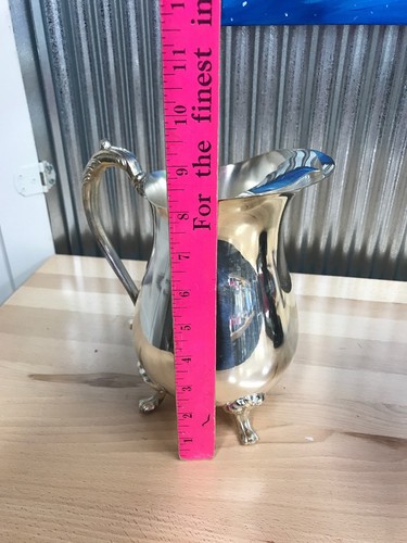 Silverplate Footed Water Pitcher with Ice Lip & Claw Feet Silver Plate