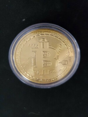 Bitcoin Commemorative Coin 24K Gold Plated Bit Coin BTC Limited Edition W/ Case