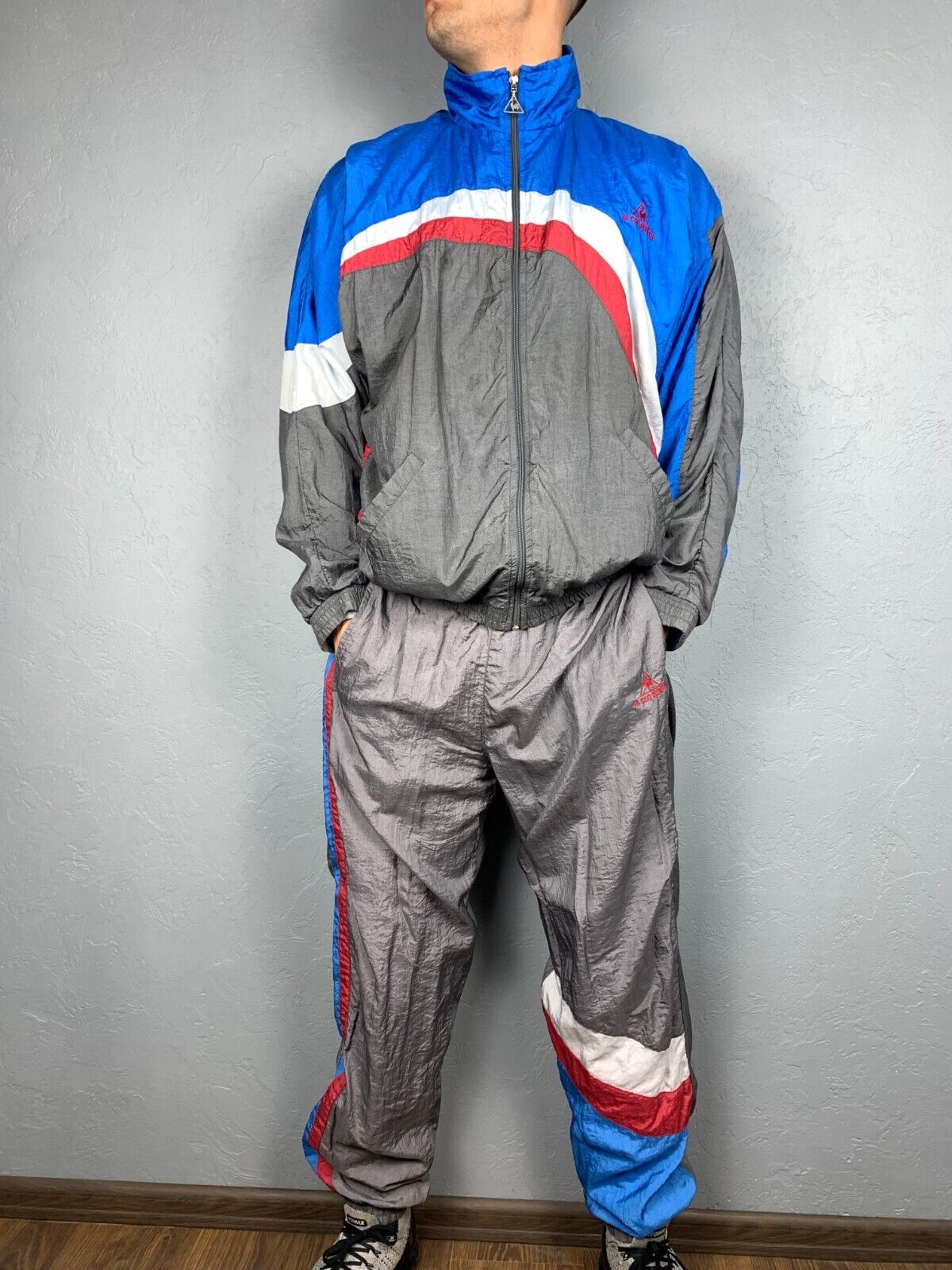 Le Coq Sportif 90s Vintage Mens Nylon Track Suit Jacket + Le Coq Sportif 90s Vintage Mens Nylon Track Suit Jacket +