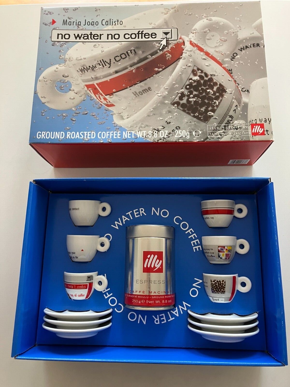 Illy art collection espresso cups Maria João Calisto, "no water no