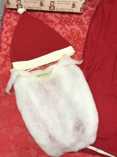 Vintage homemade Santa Claus suit with hat