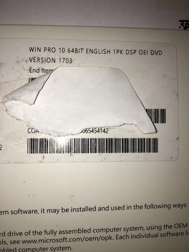 Microsoft WIN10 PRO 64bit English 1pk dsp oei DVD version 1703