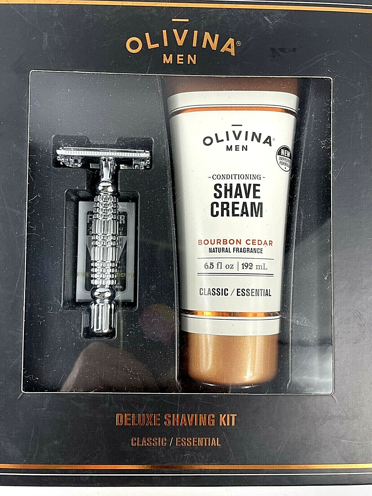 Olivina Men Deluxe Shaving Kit Classic Essential Boxed Set Shave Cream & Razor
