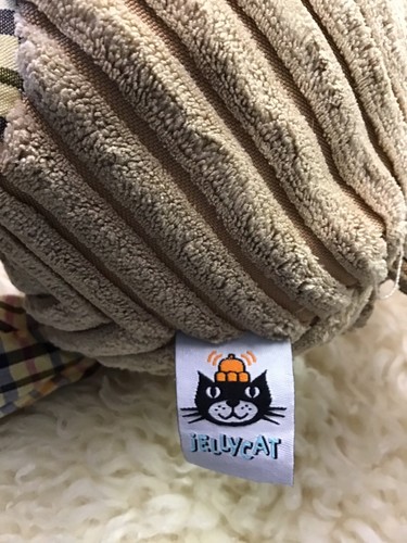 Jellycat Tan Brown Cordy Roy Plaid Puppy Dog Corduroy Patches Plush 15