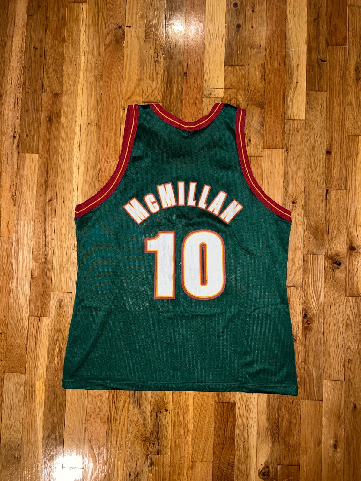 NATE MCMILLAN Champion SEATTLE SUPERSONICS Jersey 48 NBA Schrempf