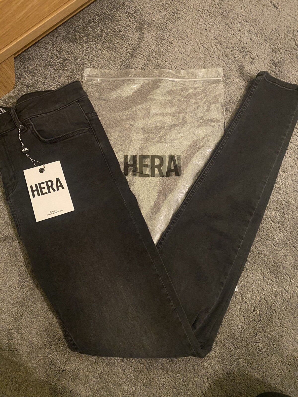 SKINNY Designer BLACK / GREY JEANS Size 