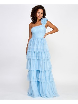 CITY STUDIO Womens Light Blue Lined Poof Accent Formal Dress Juniors 13\14