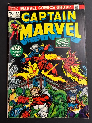 Captain Marvel 27 VG -- 3rd App. of Thanos, Avengers Cameo 1973