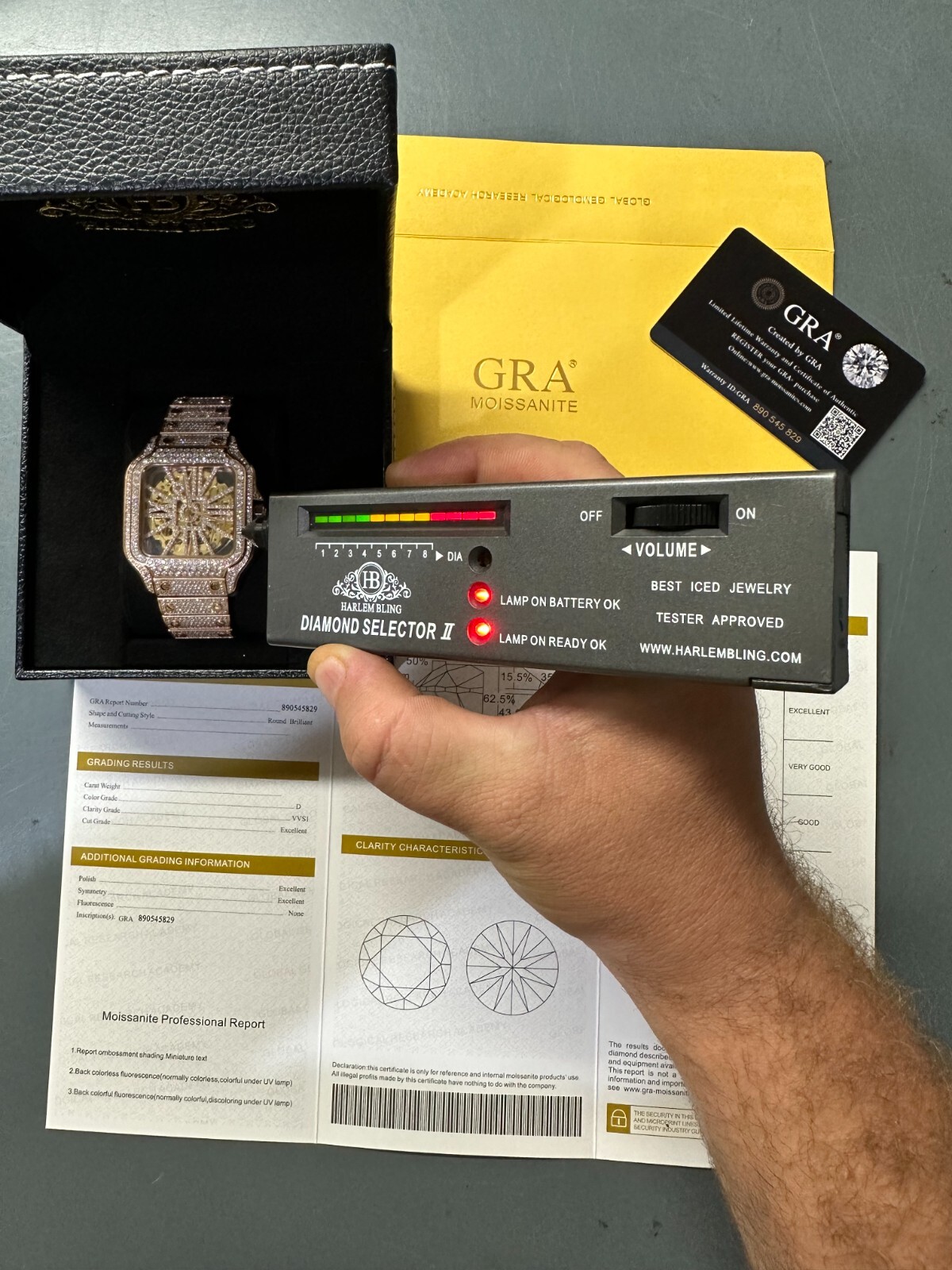 Pre-owned Hip Hop Real Mens Moissanite 14k Rose Gold Watch Iced Automatic Movement Hiphop Skeleton