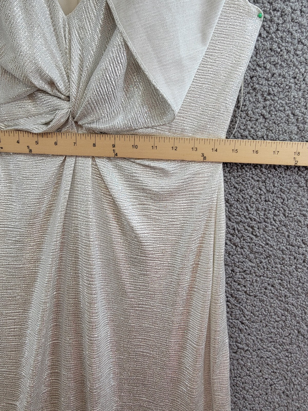 Lauren Ralph Lauren Twist-Front Cape-Overlay Gown Women's 8 Winter Cream V-Neck - Picture 7 of 18