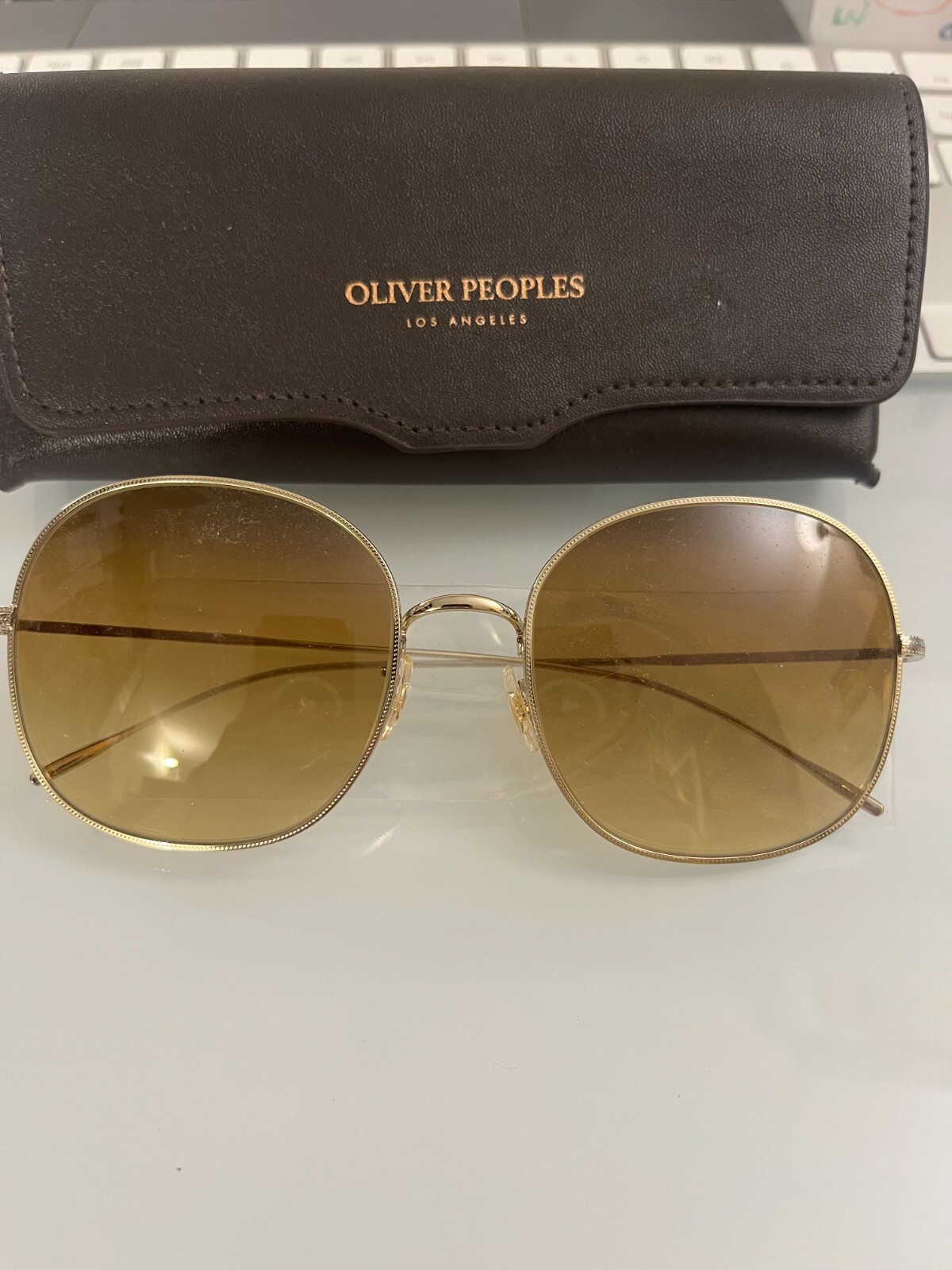 Pre-owned Oliver Peoples Mehrie 57mm Msrp $498 In Amber Brown Gradient Julia Roberts' Fav