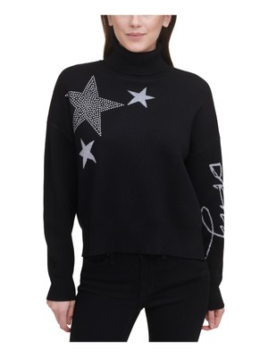 

DKNY Женский черный свитер с высоким воротником и длинными рукавами