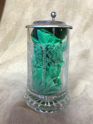 Vintage~ALWE~Glass Stein~w-Pewter~Lid~W Germany~Etched~Stag~Deer~Rare~Tankard