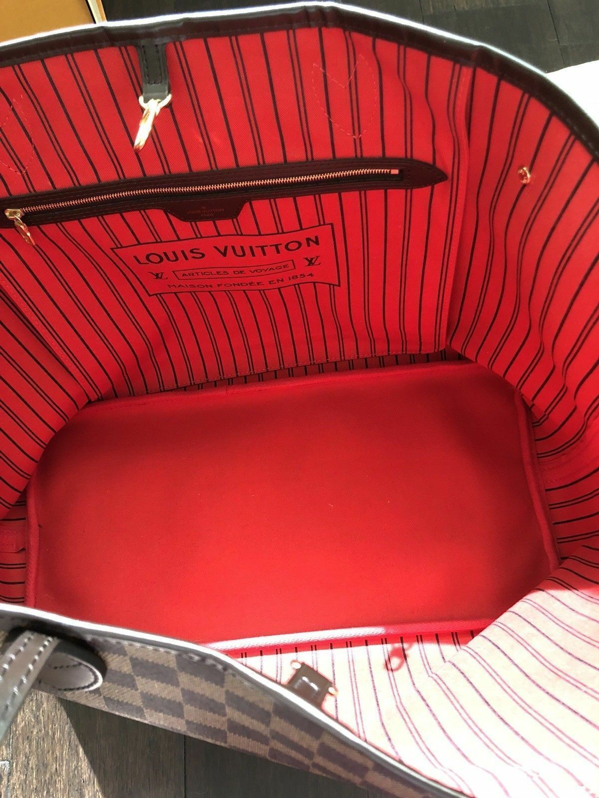 LOUIS VUITTON Neverfull GM Damier Ebene Tote Hand Bag & Pochette