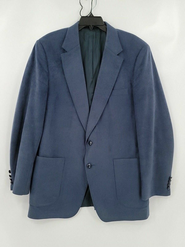 McGregor Mens Blazer Jacket Coat Size 46Lg Solid Blue Dry Clean Only 2 Buttons
