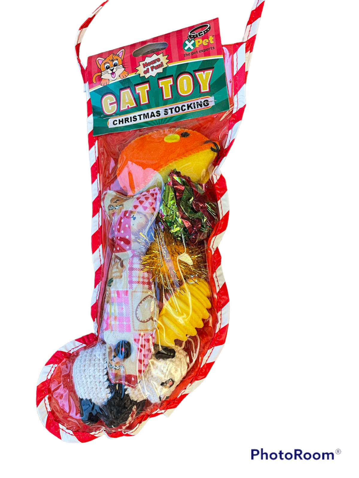 Vo-toys cat toy catnip Holiday ball Panda Fish Stocking 6 piece Christmas Xpet