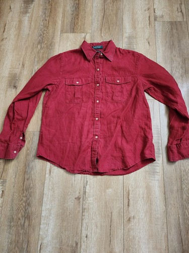 Lauren Ralph Lauren 100% Linen Long Sleeve Roll Tab Shirt