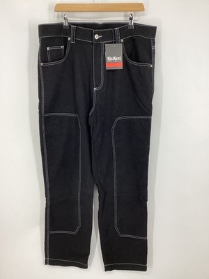 KICKERS MENS DRILL TROUSERS CONTRAST STITCHING SIZE 36 BLACK  IB