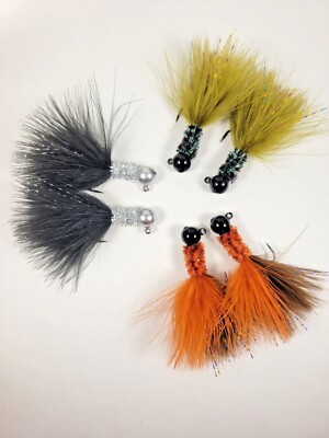 6pk Marabou  Chenille Collars. Black, Brown, Olive. Steelhead Ready to Ship