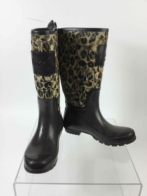 coach leopard print rain boots