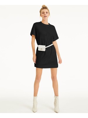 

Женская черная футболка CULPOS X INC с коротким рукавом и круглым вырезом, короткое платье прямого кроя, Черный