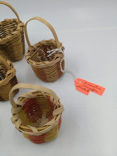North American Miniature Dyed Woven Baskets with Handles Cherokee Set of 6