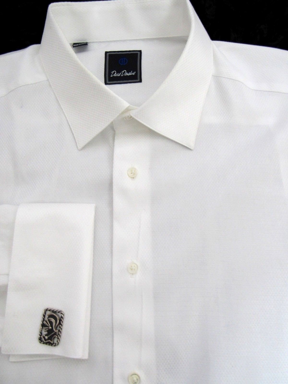 $145 David Donahue Removable Placket Converted Tuxedo Shirt French Cuff 18.5