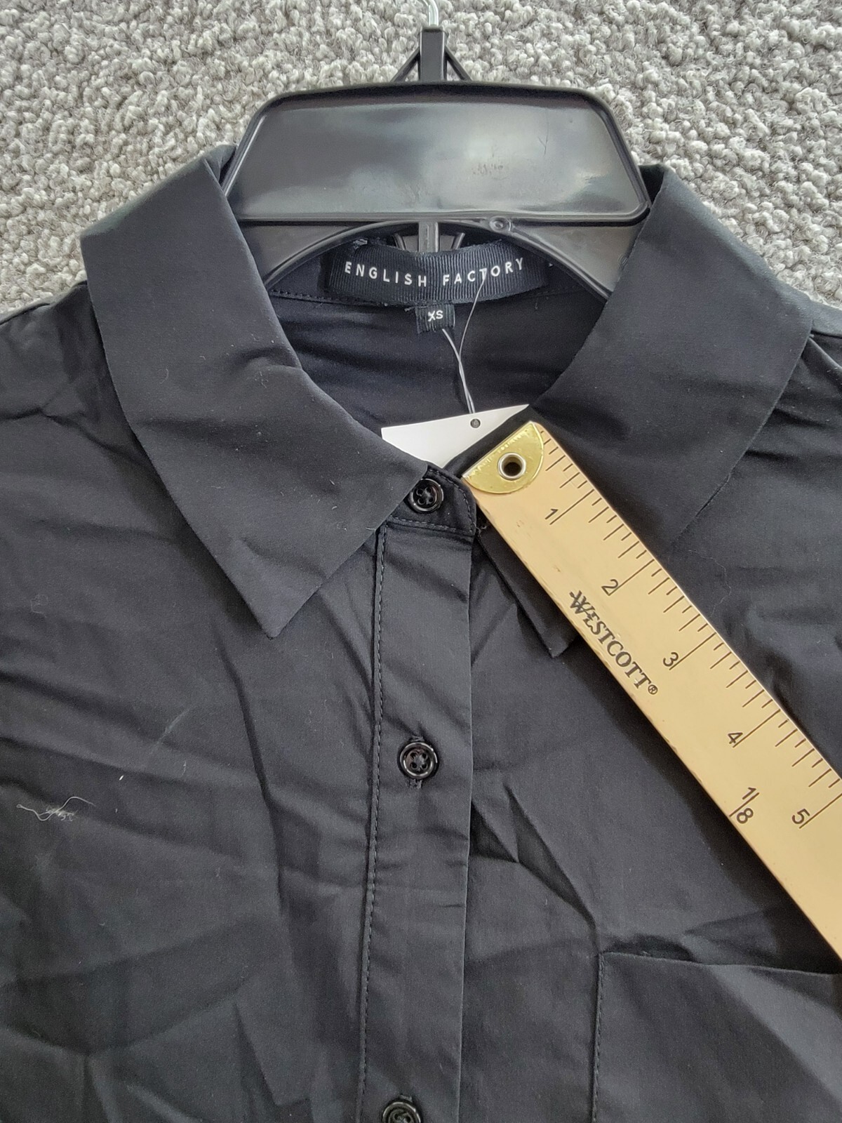 English Factory Feather Pointed Shirt Women's XS Black Button Front Closure L/S - Picture 8 of 15