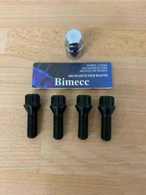 M12X1.5 LOCKING BOLTS BLACK 40mm THREAD LONG ALLOY WHEELS BMW 