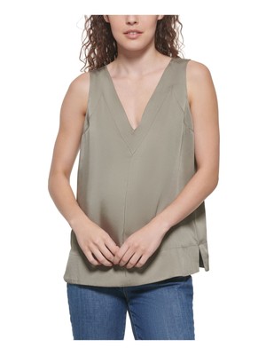 

Женская зеленая майка DKNY без рукавов с v-образным вырезом, Зеленый