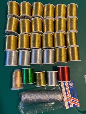 Lot of 30 Spools Dritz +  Metallic Thread  Mixed Lot New & Used