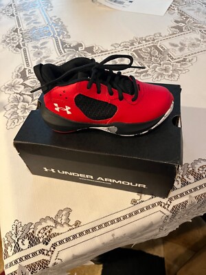 Size Youth 11  Boys Under Armour Lockdown Low Red Blk Gold Basketball Shoes
