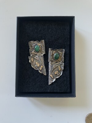 Crain Santa Fe Vintage Southwestern Sterling Silver Artisan Earrings Signed