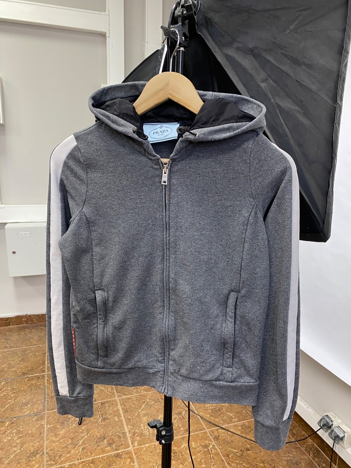 00s PRADA SPORT バラクラバ ジップアップ パーカー Y2K 🇮🇹 Y2K Prada Zip Hoodie Women Retro Rare Hype size S color