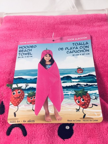 NWTS Children’s Colorful Pink Hooded Beach/Pool/Bath Towel