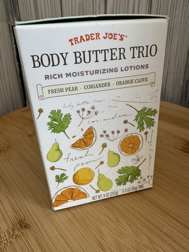NEW Trader Joe's Body Butter Trio Fresh Pear Coriander Orange Clove