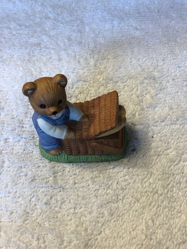 Homco Small Bear With Picnic Basket Figurine