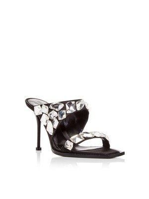 Женские черные босоножки на шпильке без застежки с квадратным носком от ALEXANDER MCQUEEN, 38